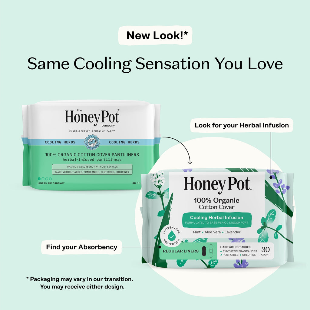Organic Cotton Cover Cooling Herbal Infusion Regular Liners