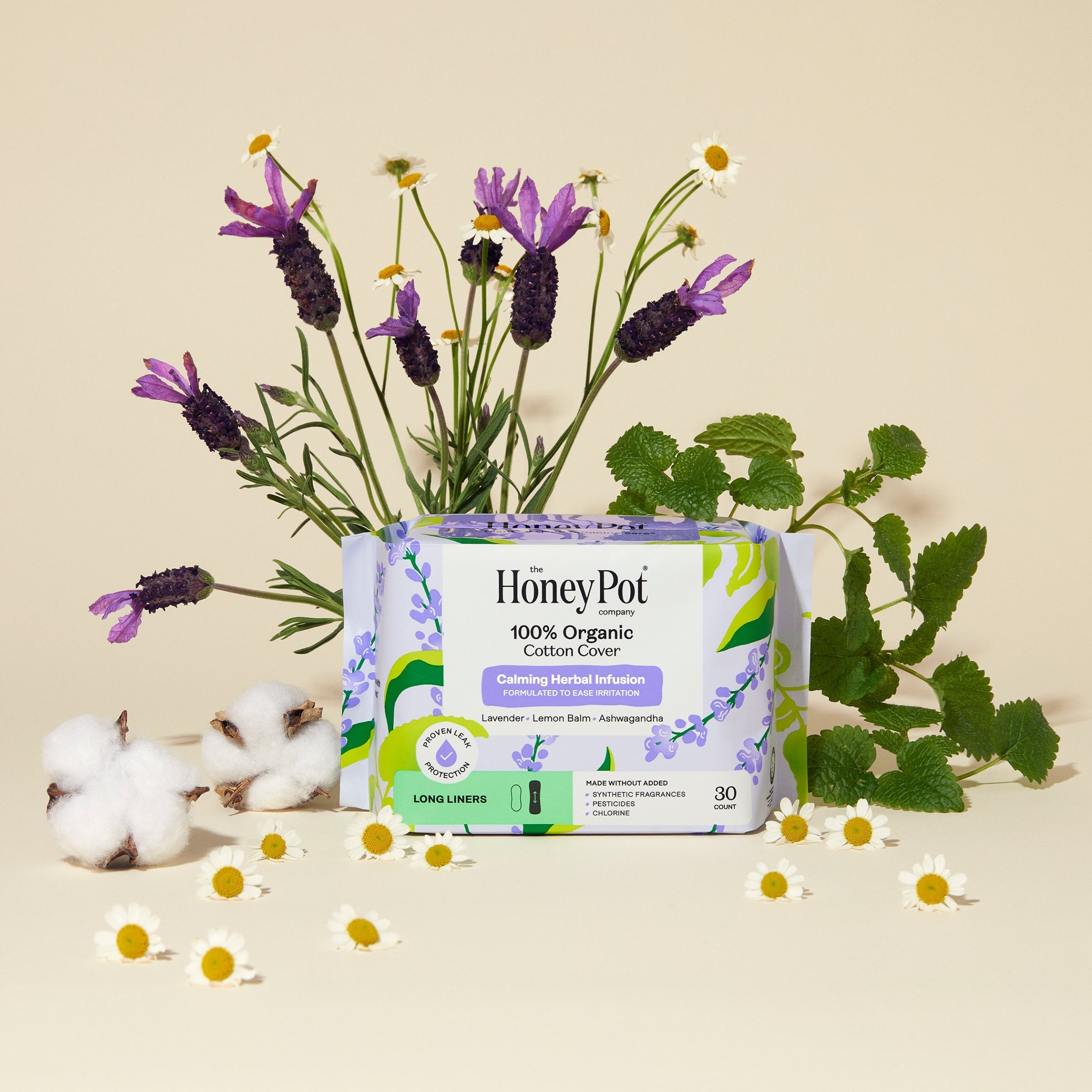Organic Cotton Cover Calming Herbal Infusion Long Liners